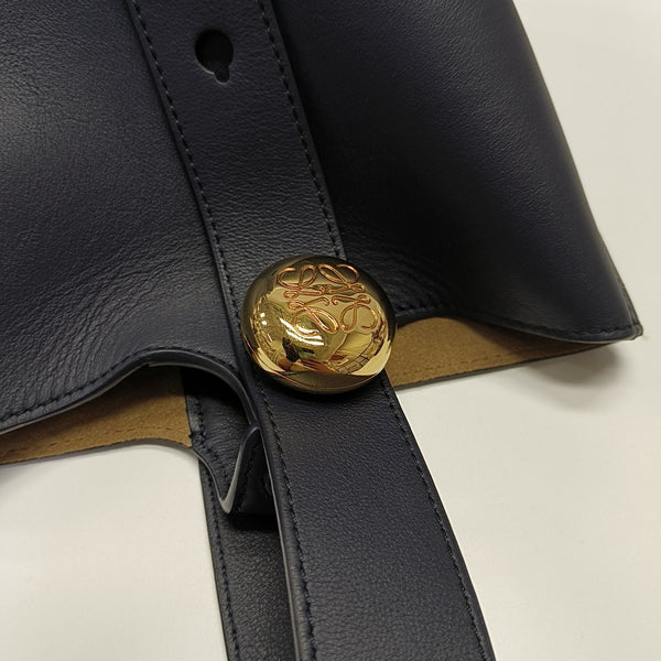 Pebble Bucket Mini Calfskin Blue