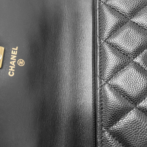 WOC Large Quilted Grained Calfskin Black