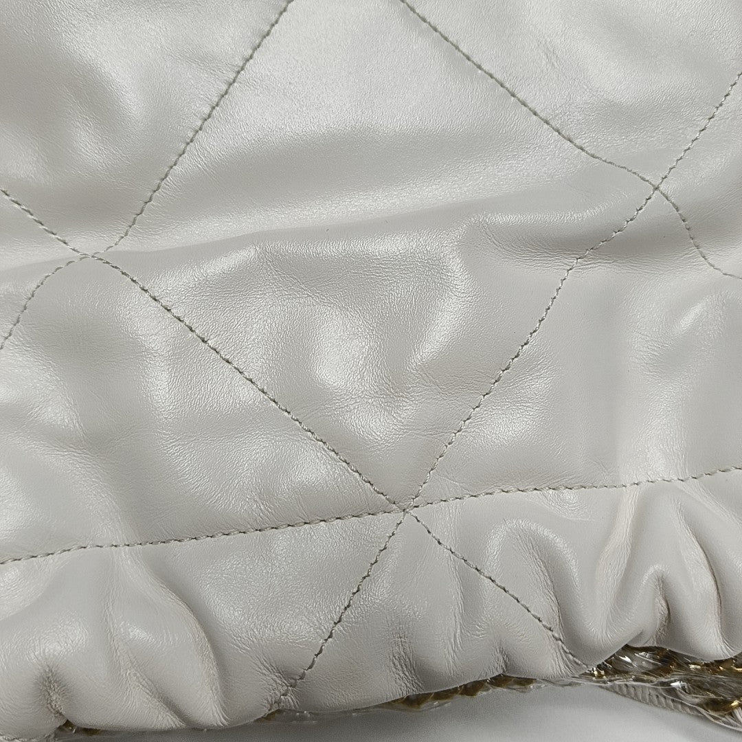 CHANEL 22 Mini Quilted Calfskin White