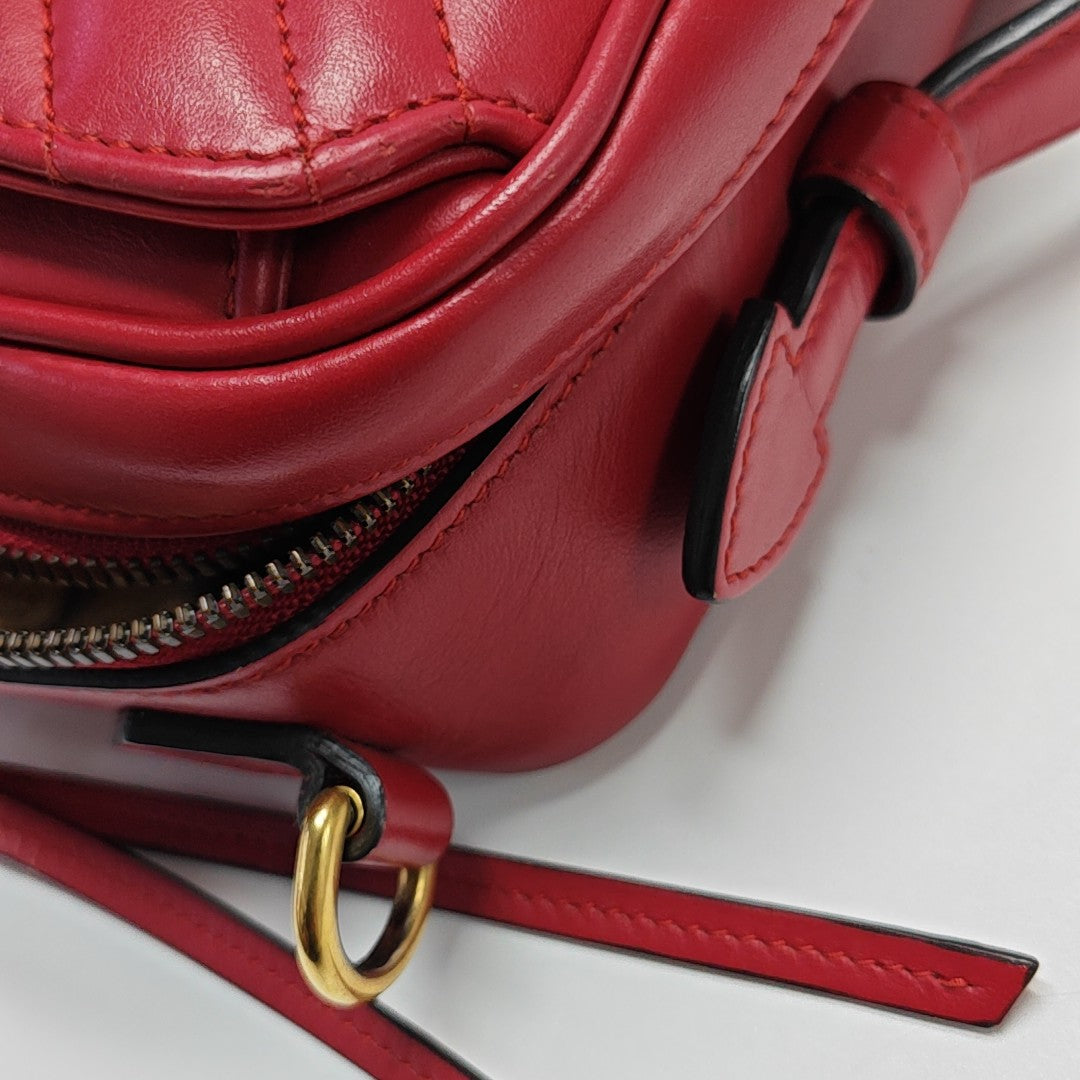 GG Marmont Medium Quilted Calfskin Red