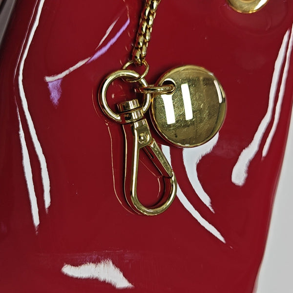 Patent Leather Bucket Bag Red