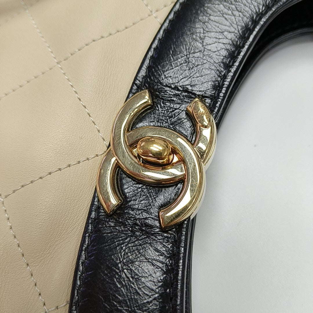 CHANEL 31 Large Quilted Calfskin Beige