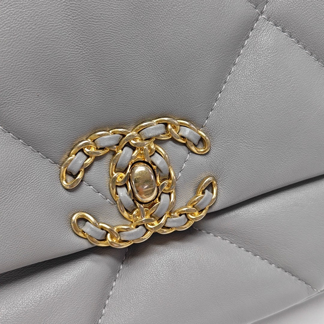 CHANEL 19 Small Quilted Lambskin Gray