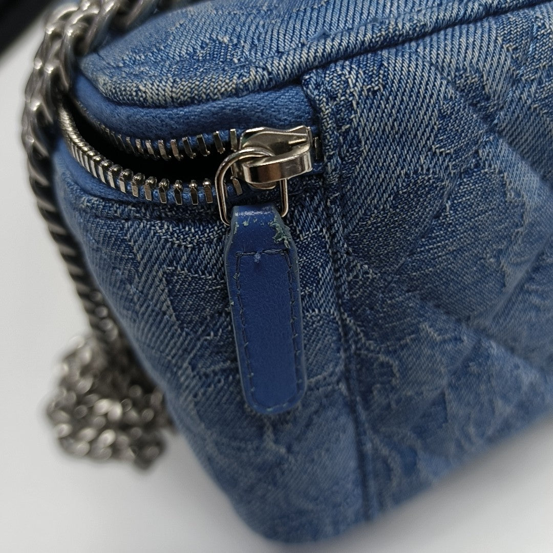 VANITY CASE Small Quilted Denim Blue