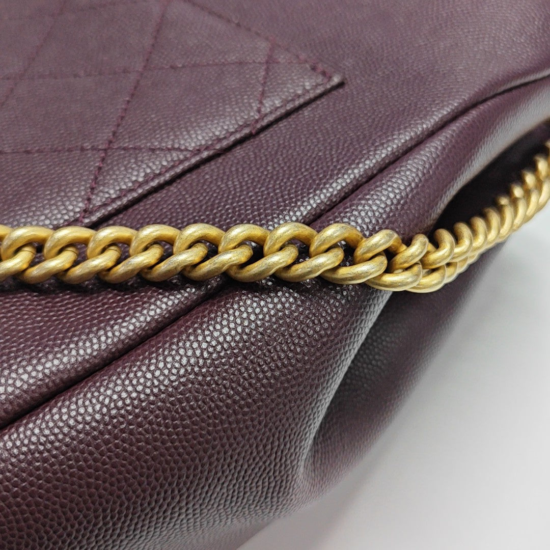 Quilted Grained Calfskin Shoulder Bag Red