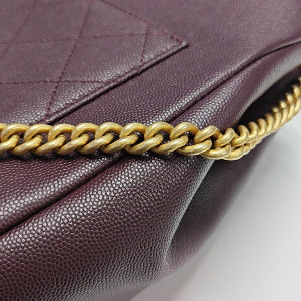 Quilted Grained Calfskin Shoulder Bag Red