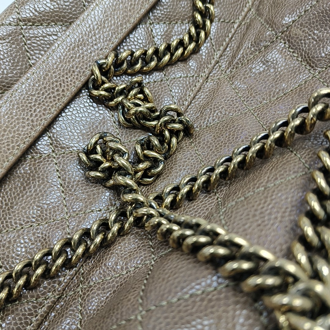 Quilted Calfskin Shoulder Bag Brown