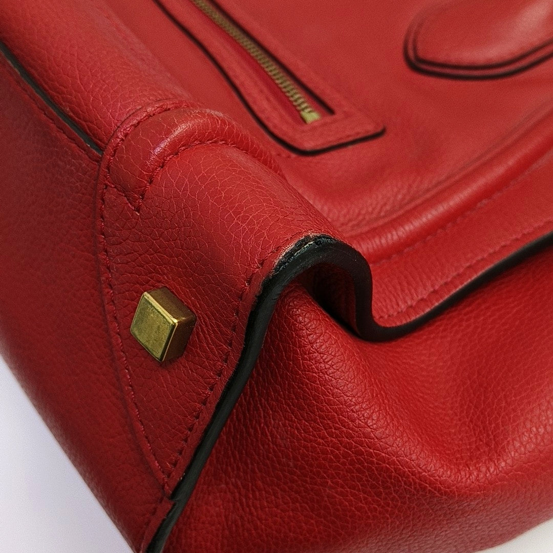Authenticated pre-owned  LUGGAGE Mini Calfskin Red - Tote Bag at Looply