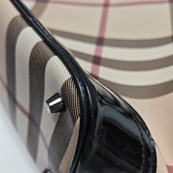 Coated Canvas Top Handle Bag Beige