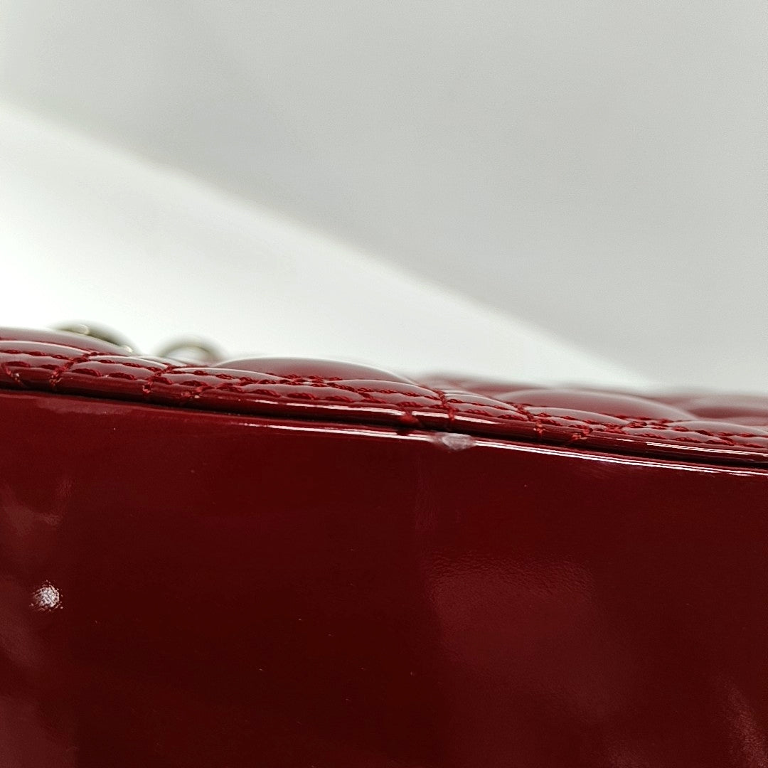 Authenticated pre-owned  Lady Dior Large Cannage Patent Leather Red - Tote Bag at Looply