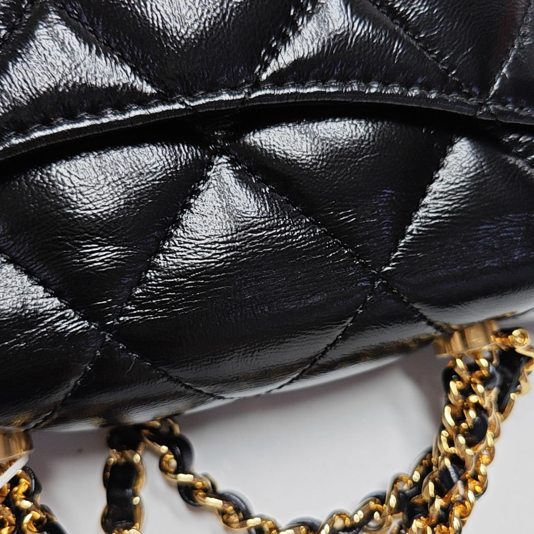Quilted Lambskin Shoulder Bag Mini Black