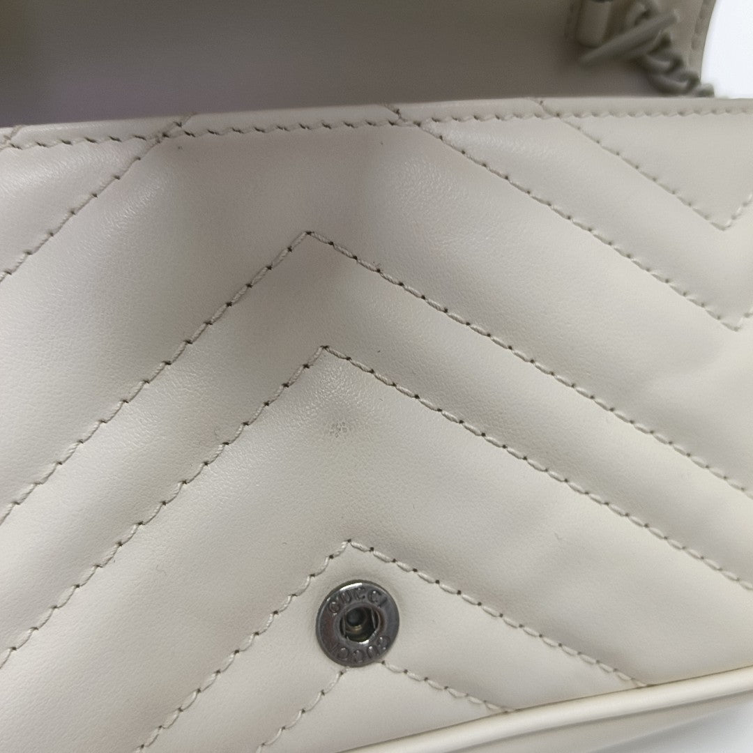 GG Marmont Mini Quilted Calfskin White