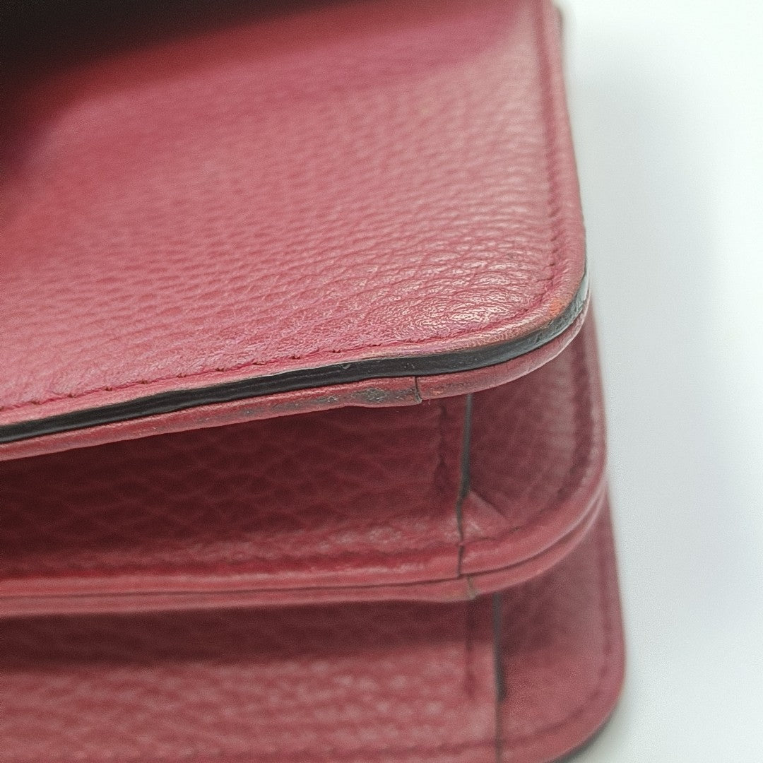 Interlocking G Small Calfskin Red