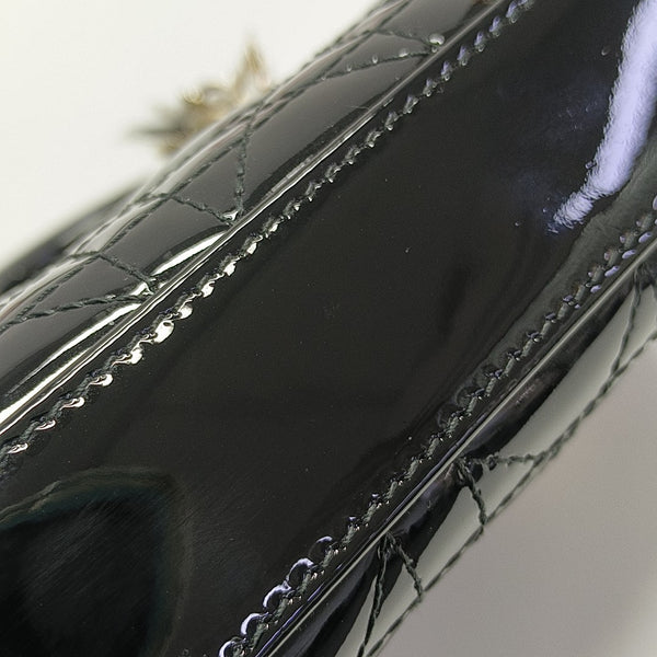 Lady Dior Super Mini Cannage Patent Leather Black