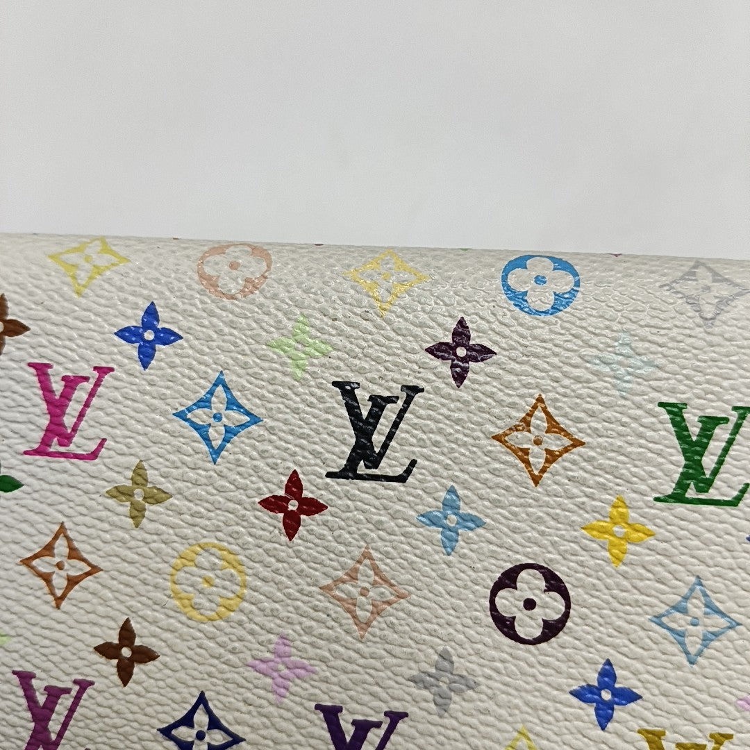 Cartera Blanca de Lona Recubierta con Monograma Porte Monnaie