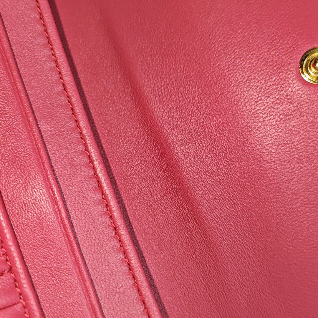 Matelassé Quilted Lambskin Red Card Holder