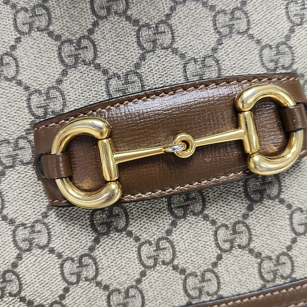 Horsebit 1955 Medium Monogram Coated Canvas Beige