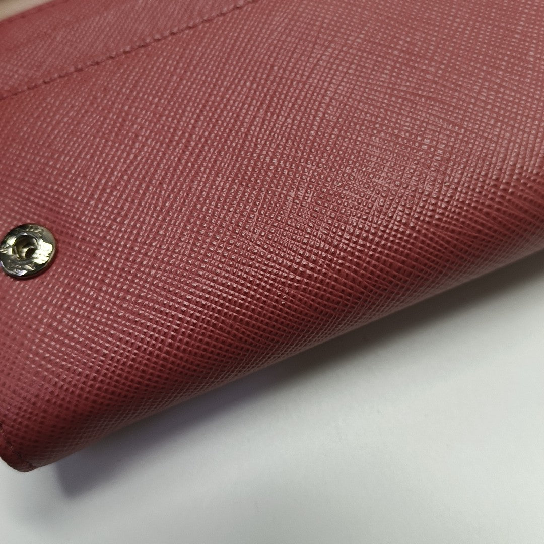 Fold Wallet Saffiano Calfskin Beige Wallet
