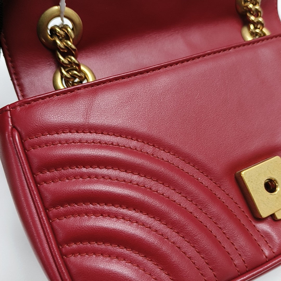 GG Marmont Small Quilted Calfskin Red