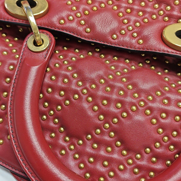 Lady Dior Mediano Piel de Becerro Roja