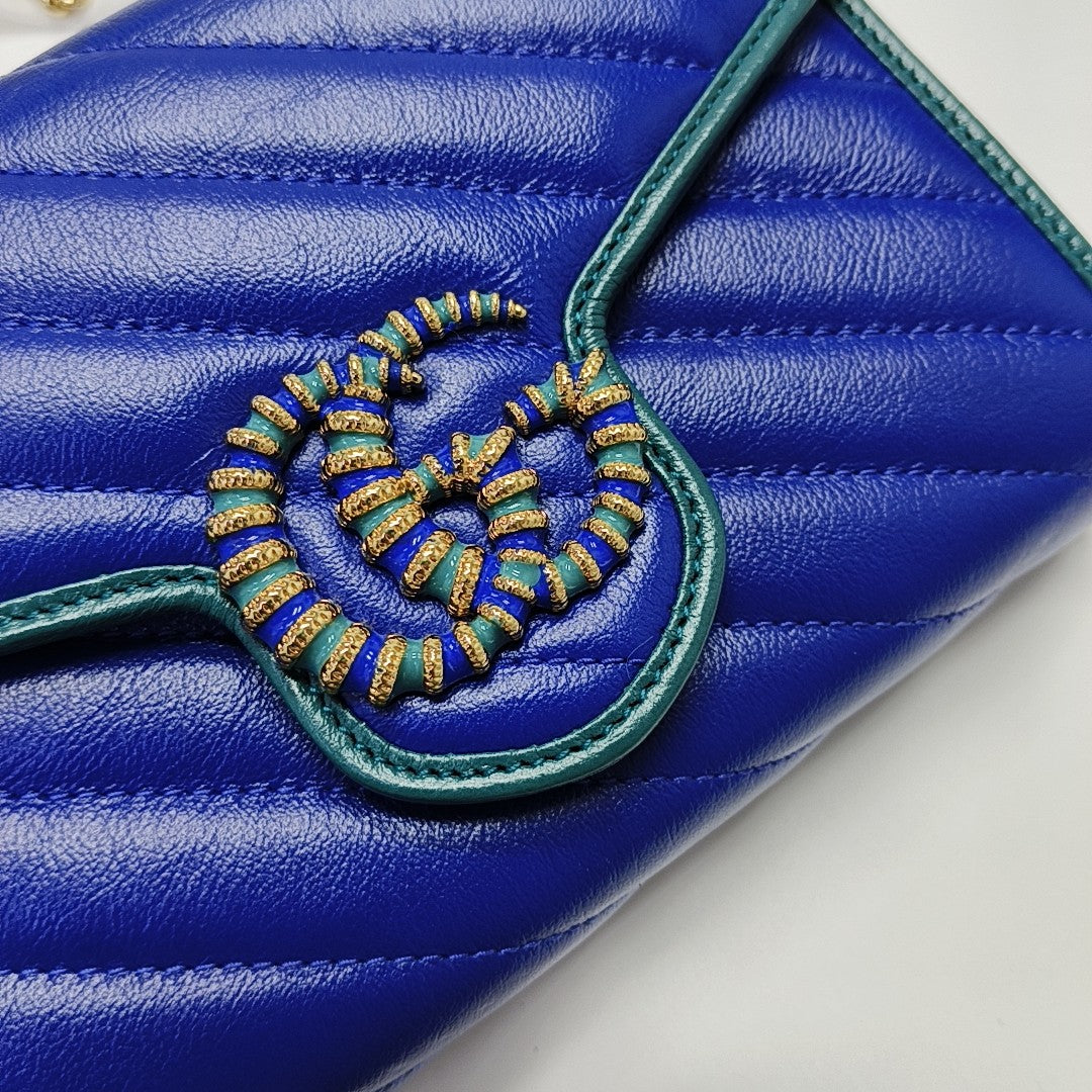 GG Marmont Mini Quilted Calfskin Blue