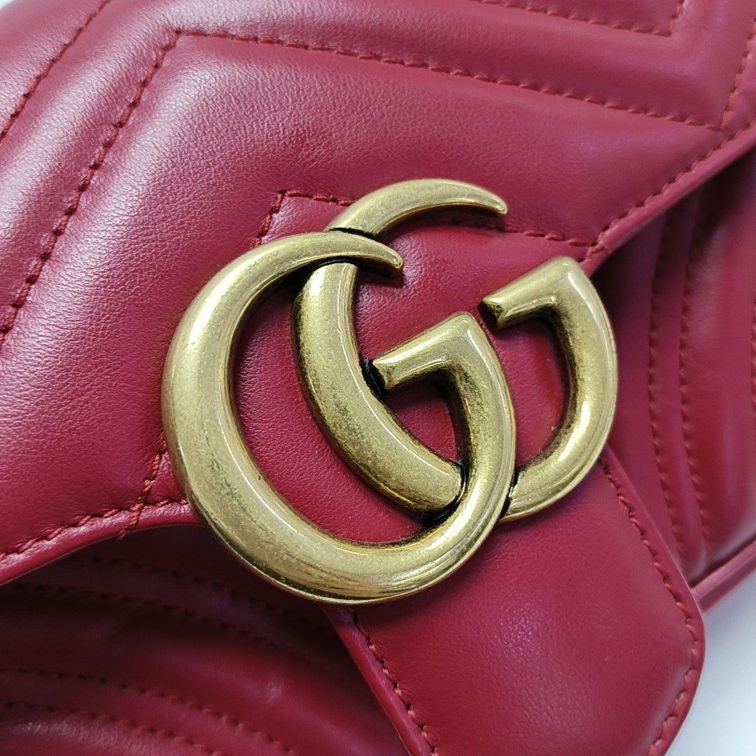 GG Marmont Small Quilted Calfskin Red