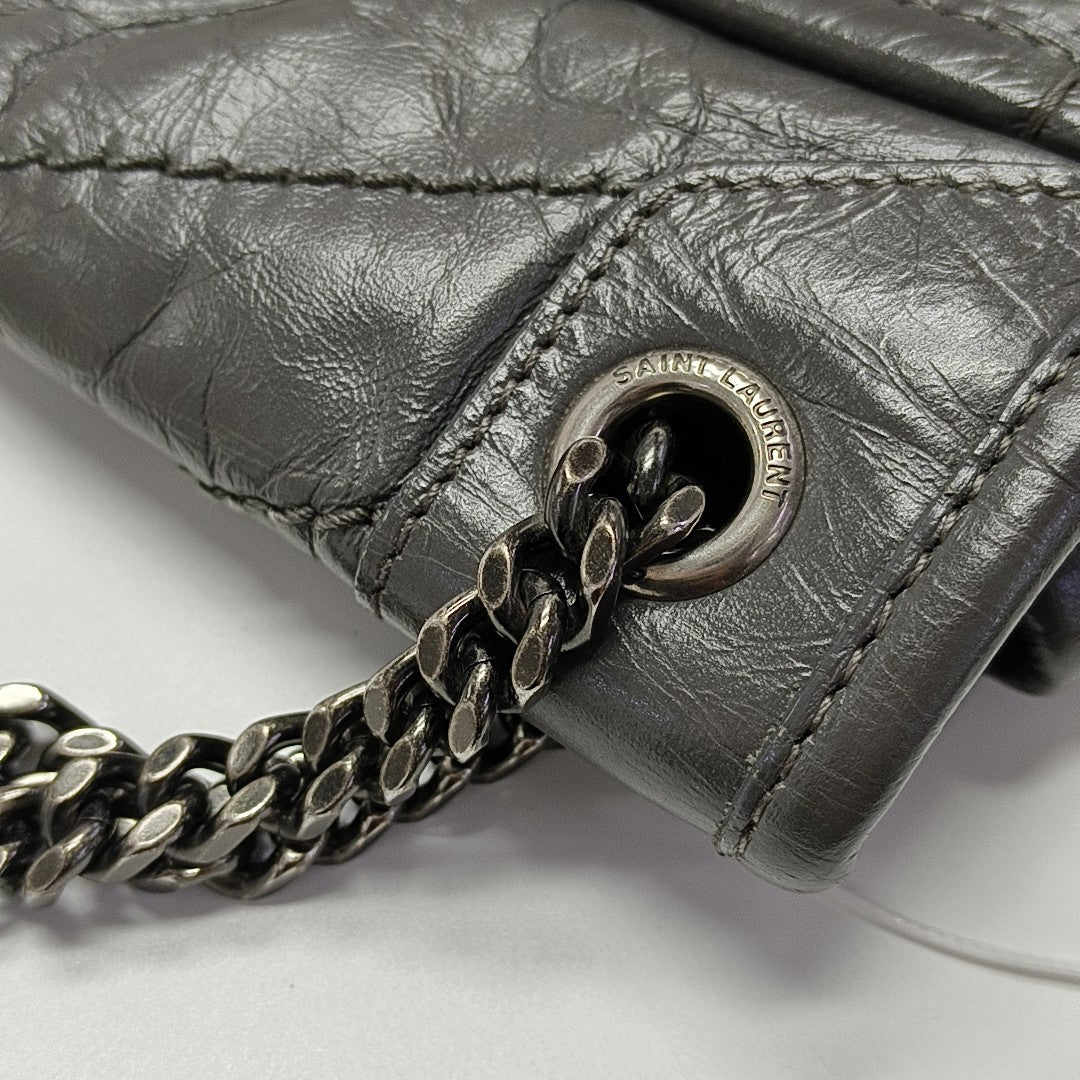 NIKI Small Chevron Calfskin Gray