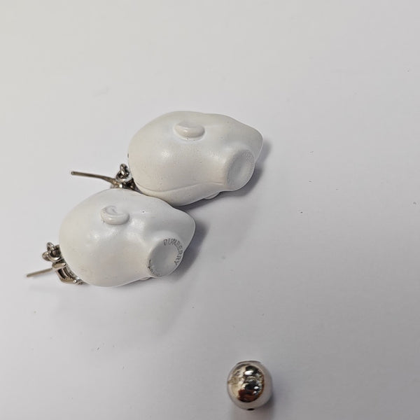 Palladium Plated White Stud Earrings