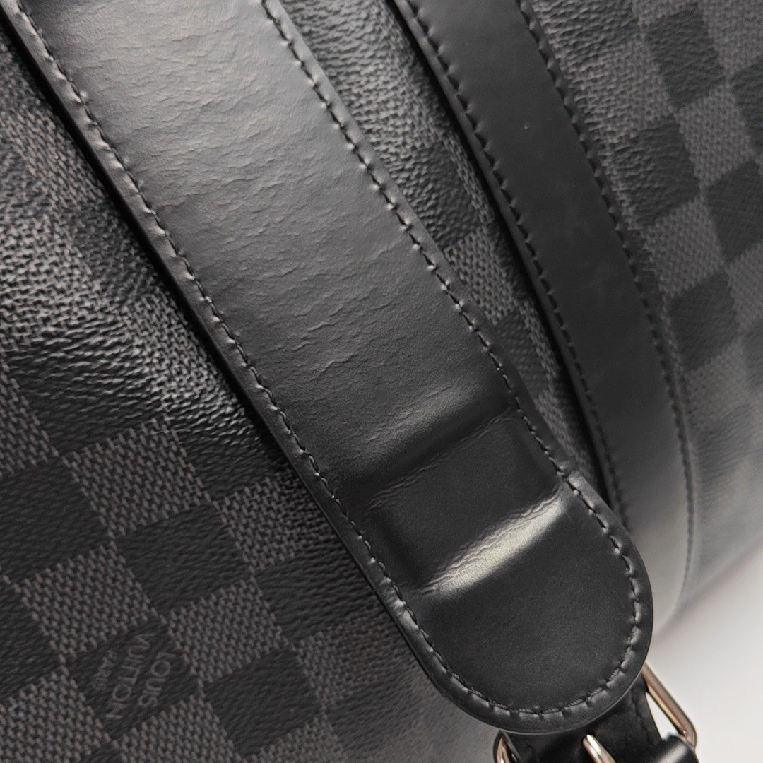 KEEPALL 45 Damier Graphite Coated Canvas Gray