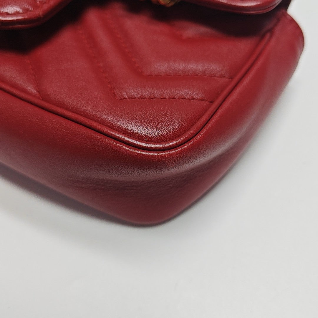 GG Marmont Mini Quilted Calfskin Red