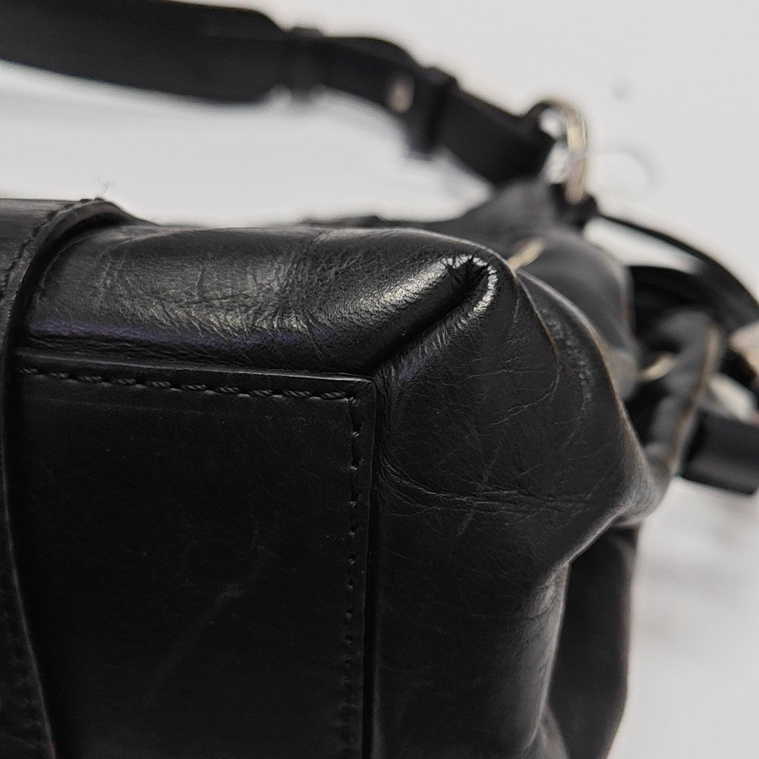 Calfskin Top Handle Bag Black