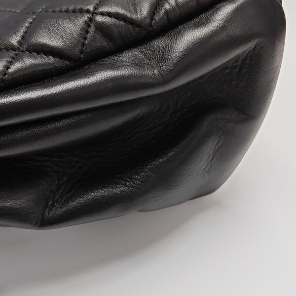 JUST MADEMOISELLE Large Quilted Lambskin Black