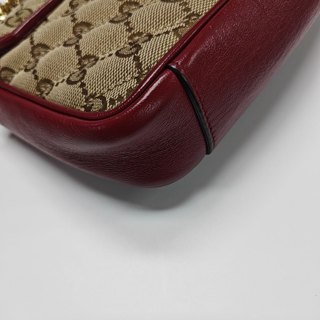 GG Marmont Small Quilted Canvas Brown