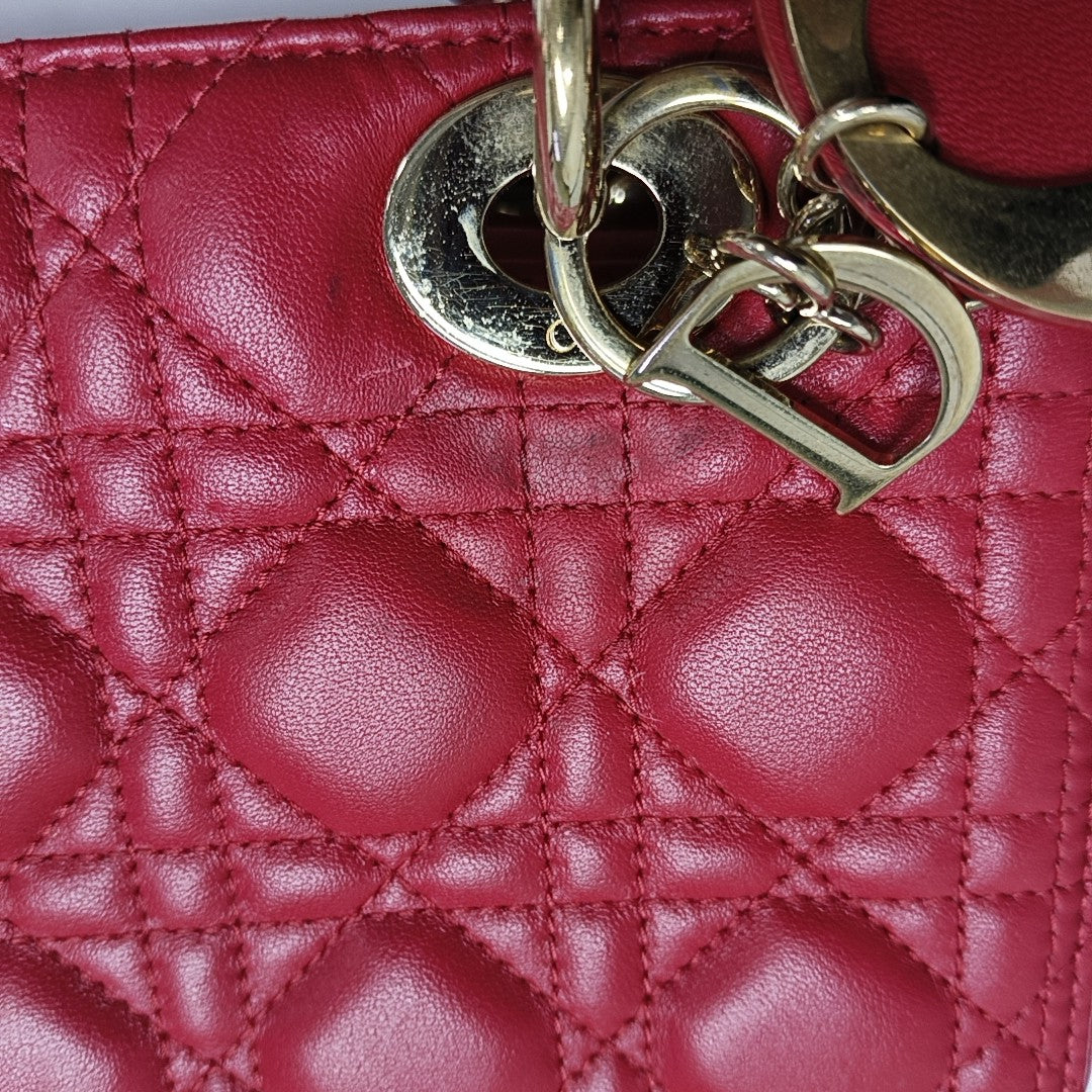 Lady Dior Medium Cannage Lambskin Red