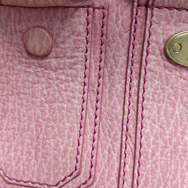 Leather Top Handle Bag Pink