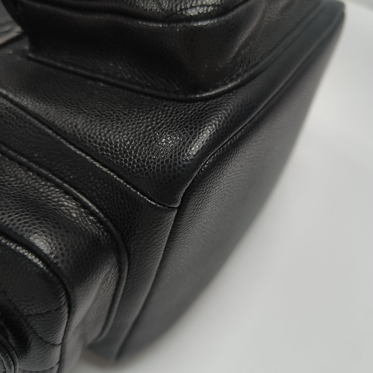 Quilted Grained Calfskin Backpack Small Black