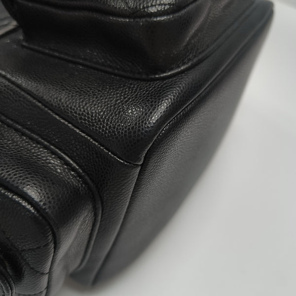 Quilted Grained Calfskin Backpack Small Black