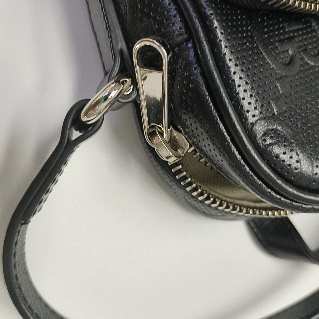 Monogram Calfskin Shoulder Bag Mini Black