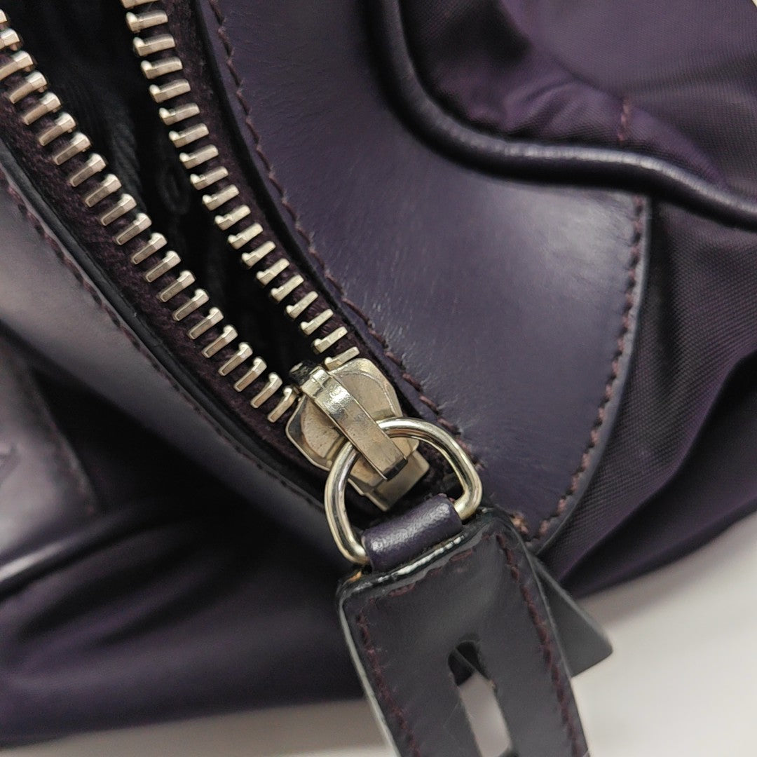 Quilted Nylon Top Handle Bag Purple