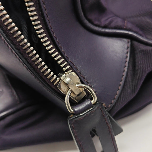 Quilted Nylon Top Handle Bag Purple