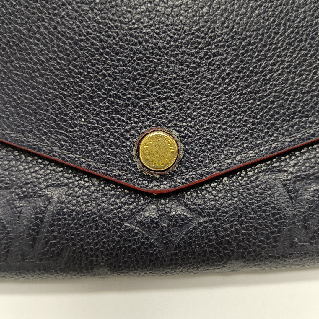 SARAH Monogram Calfskin Blue Wallet