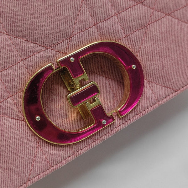 Dior Caro Medium Cannage Denim Pink