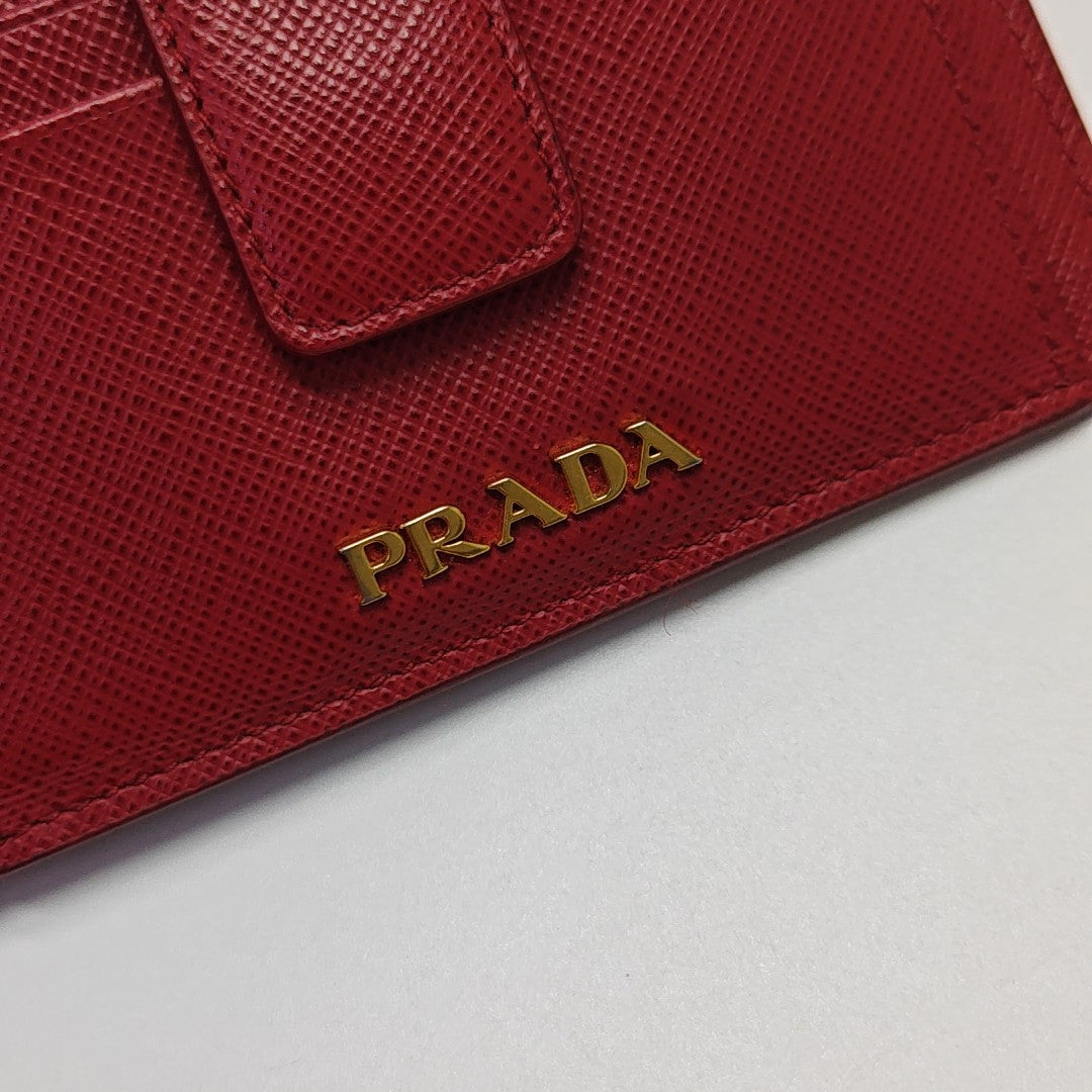 Saffiano Calfskin Card Holder Red