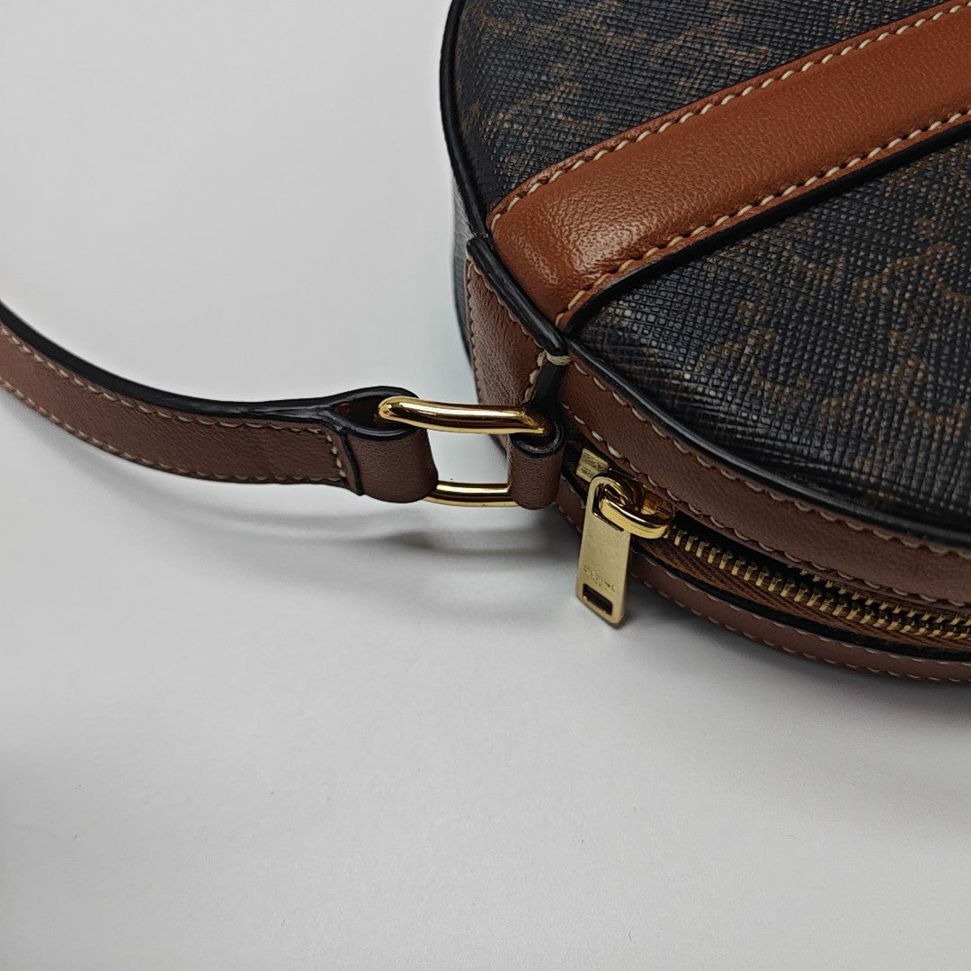 TRIOMPHE ROUND Mini Coated Canvas Brown