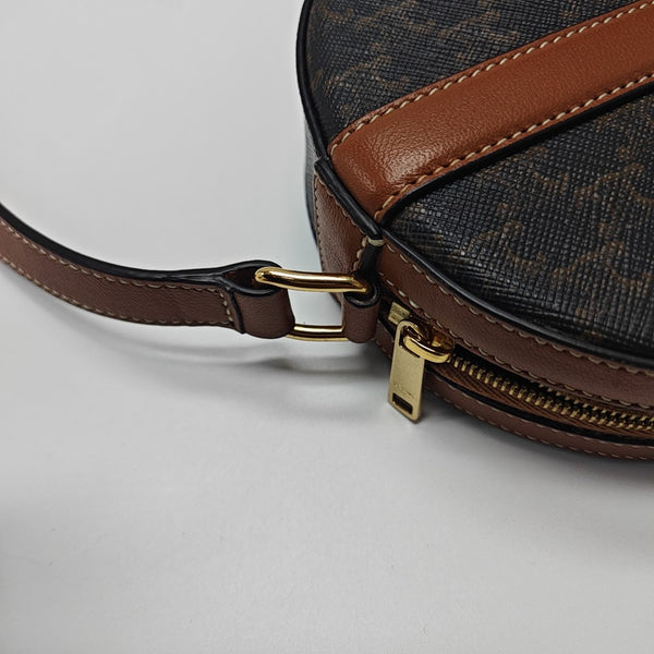 TRIOMPHE ROUND Mini Coated Canvas Brown