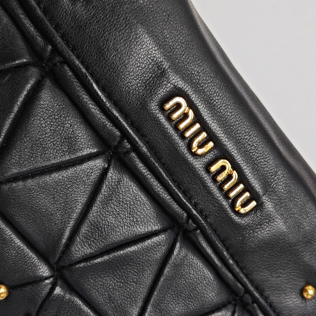 Quilted Lambskin Shoulder Bag Black