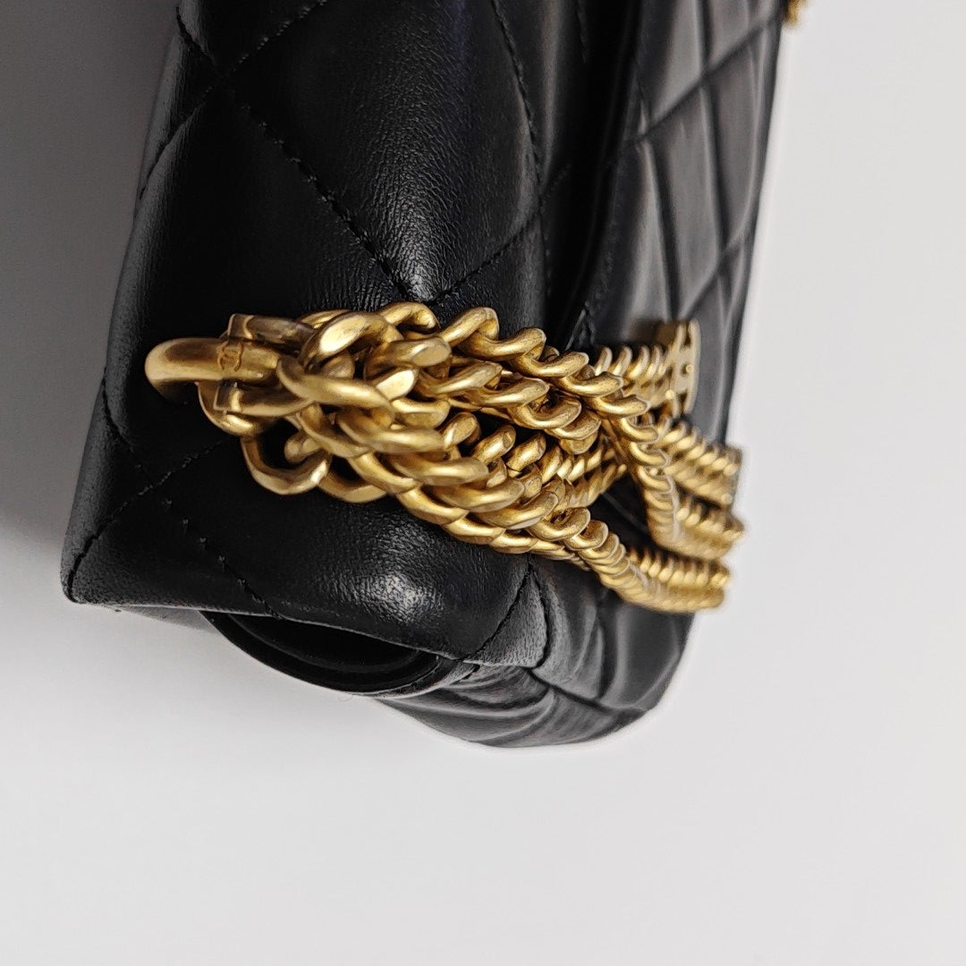 Quilted Calfskin Shoulder Bag Black
