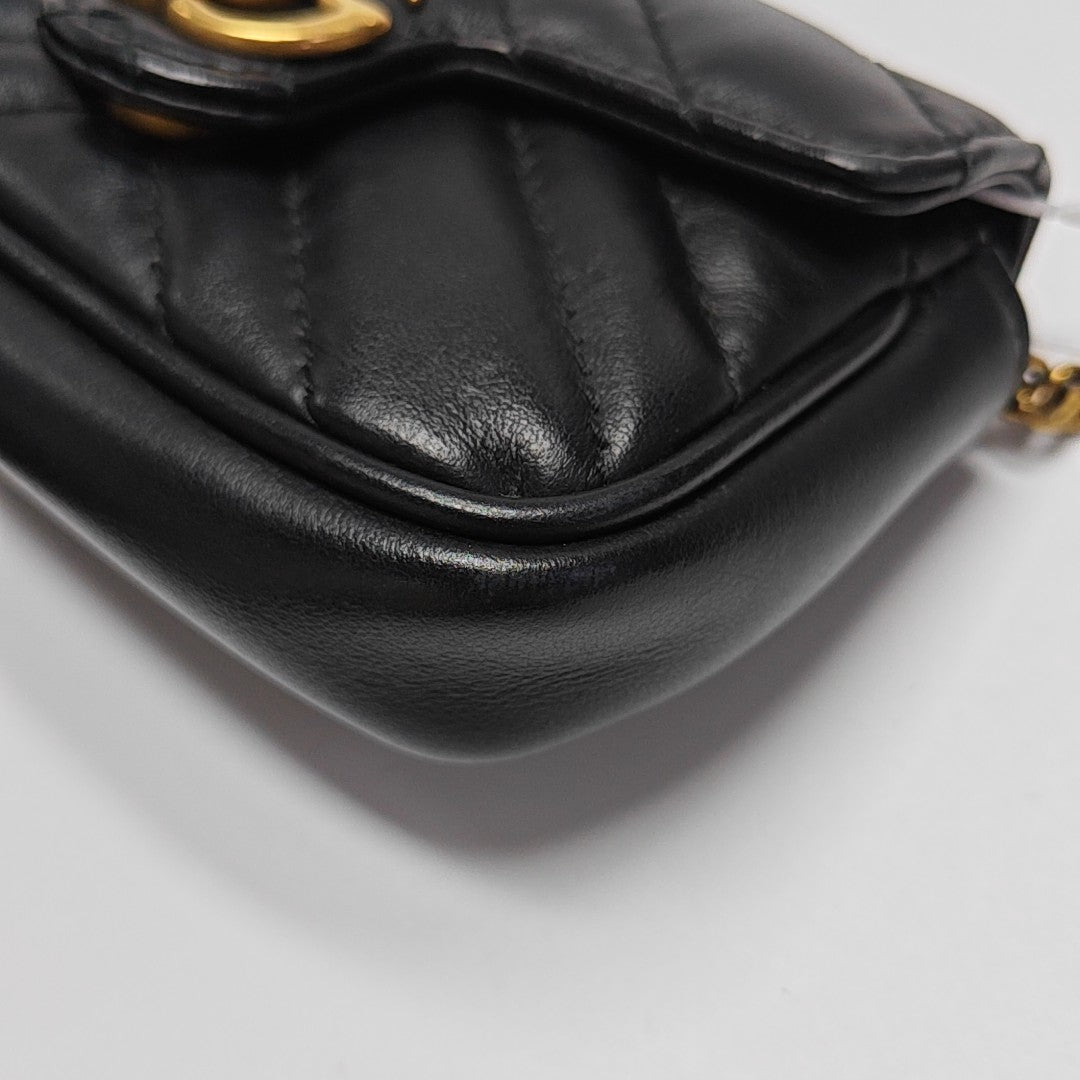 GG Marmont Super Mini Quilted Calfskin Black
