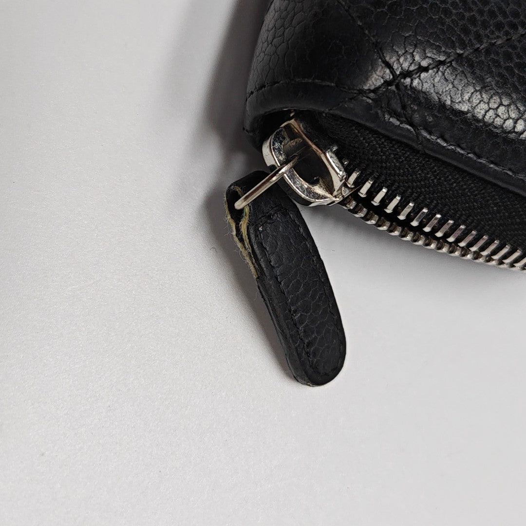 Quilted Grained Calfskin Wallet Black