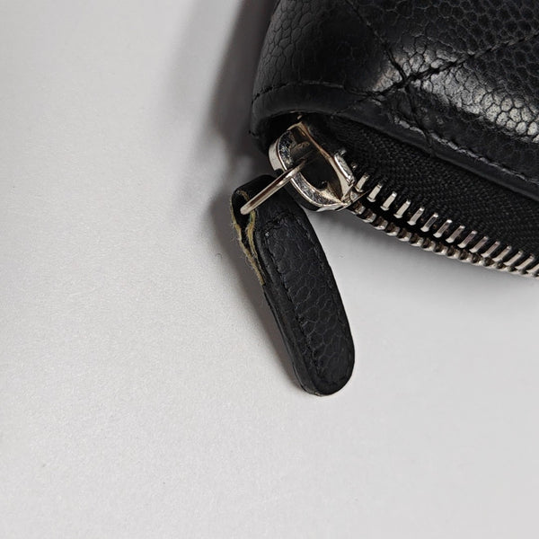 Quilted Grained Calfskin Wallet Black